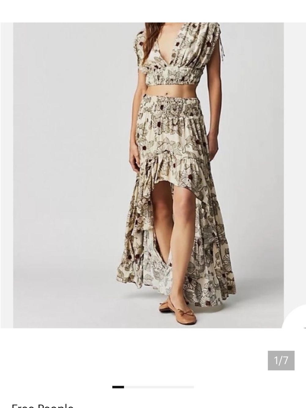 Free People Cream Floral Two-Piece Skirt Set small
